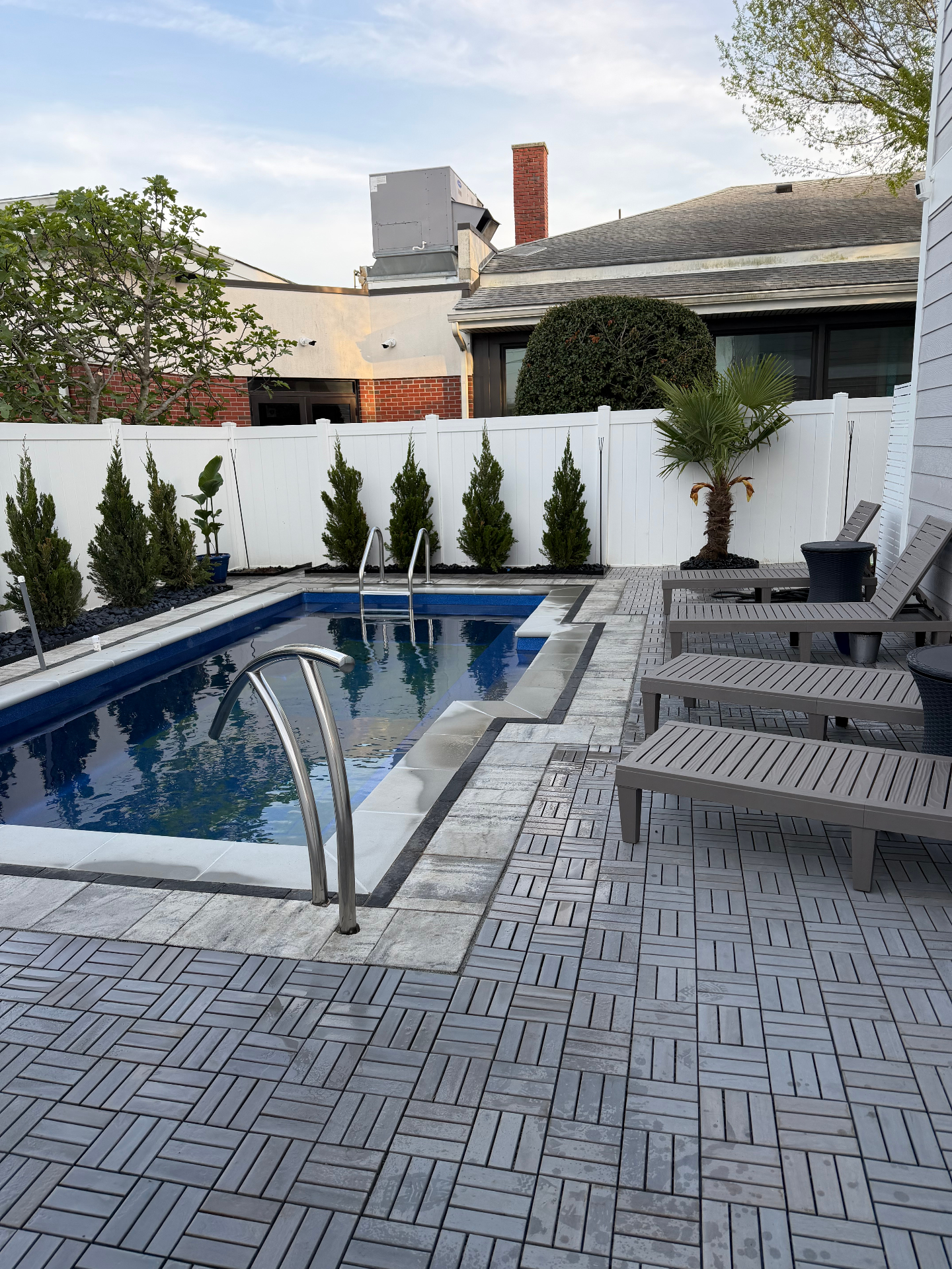 Paver patio and pool hardscaping installation in Virginia Beach